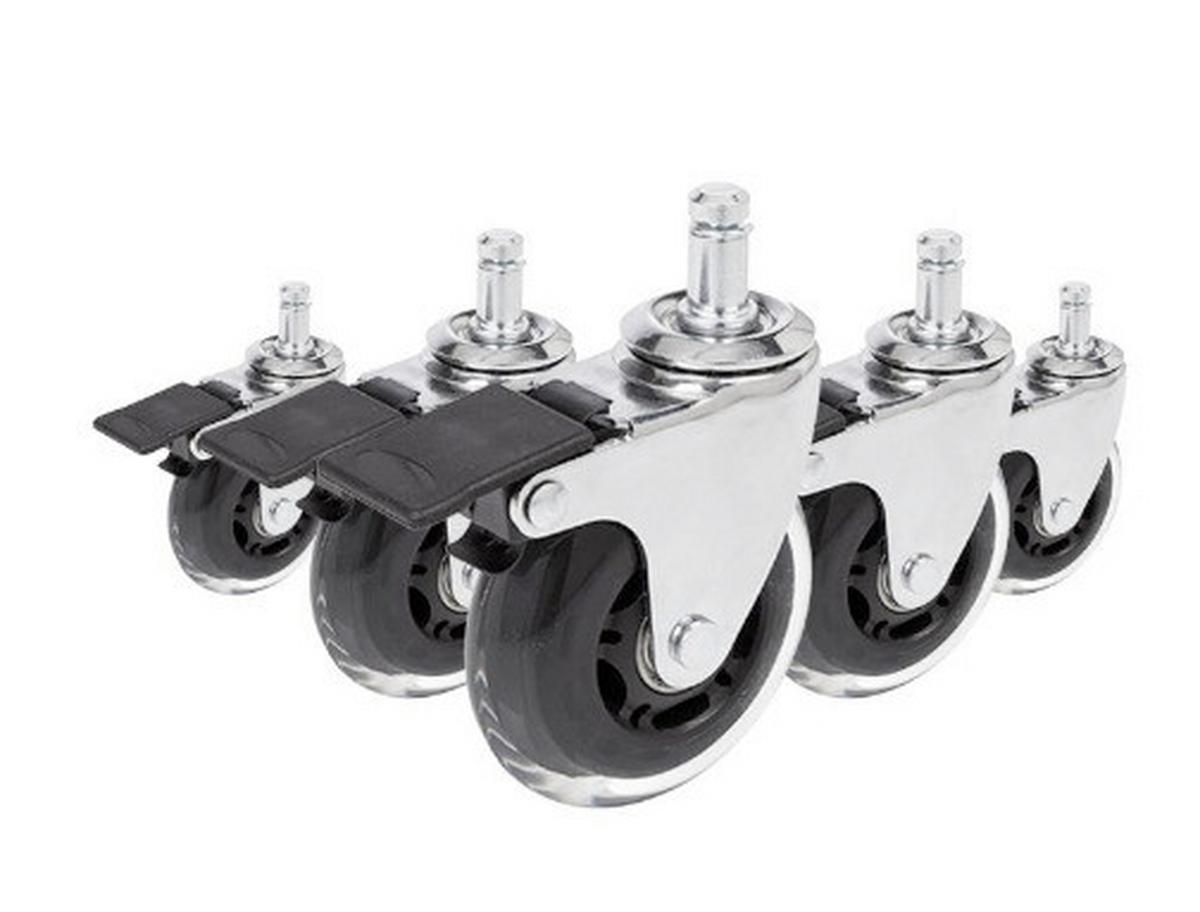 Set Kolesc Za Vrtljivi Stol Rolo Skate, 5-Delni, Z Zavoro - srebrne barve/črna, Basics, kovina/umetna masa (3,6/9,2/7,5cm) - MID.YOU