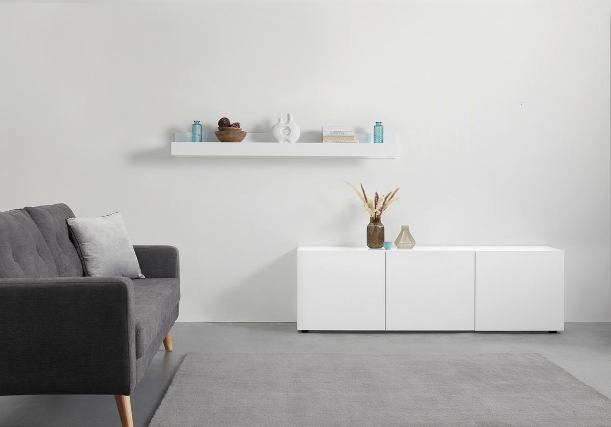 Wandboard Positano in Weiß HG - Weiß Hochglanz, MODERN, Holzwerkstoff (138/22/19cm) - Mömax