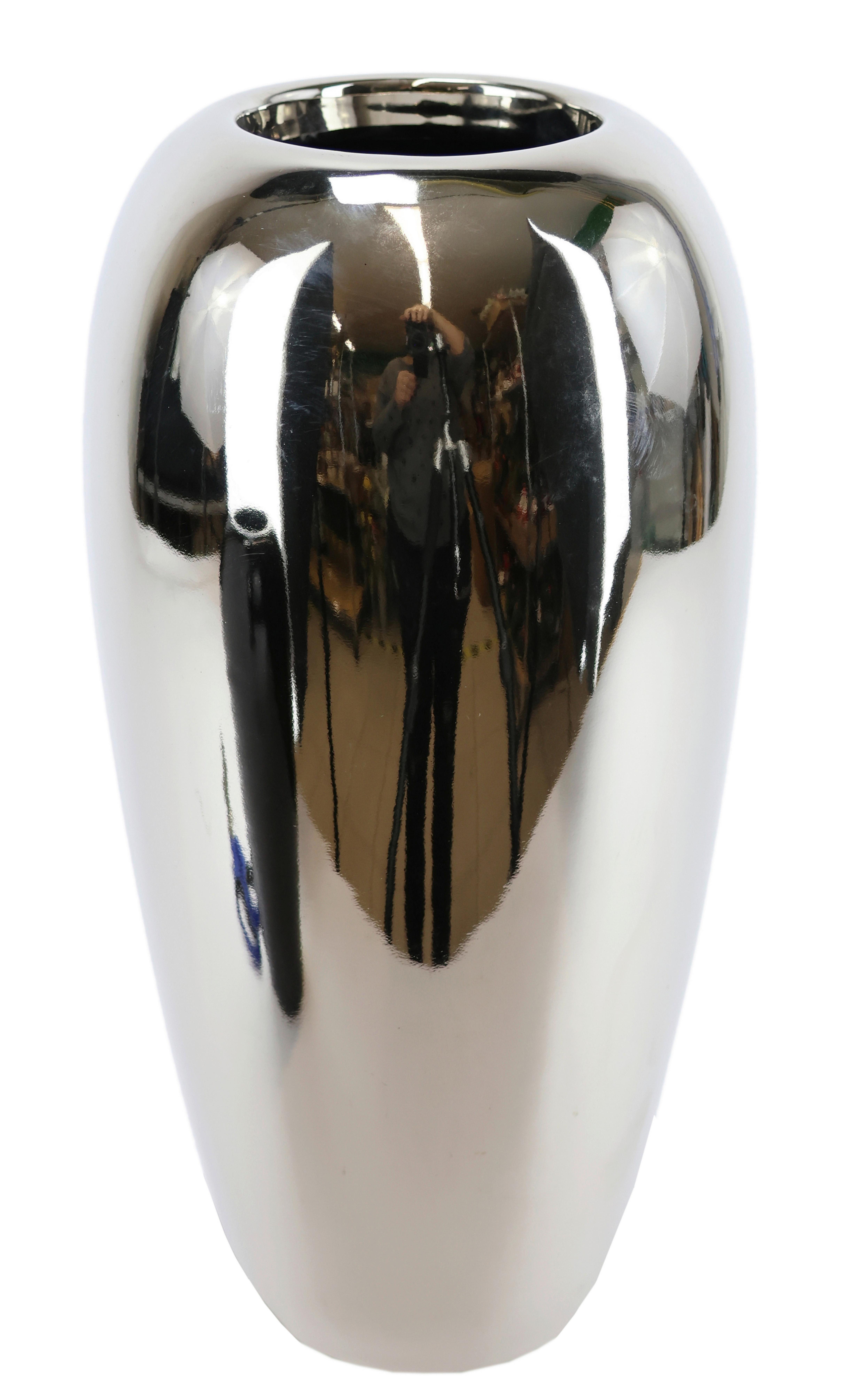 WAZON KERAMIKVASE / AMBIA - kolor srebrny, Basics, ceramika (15/28cm)