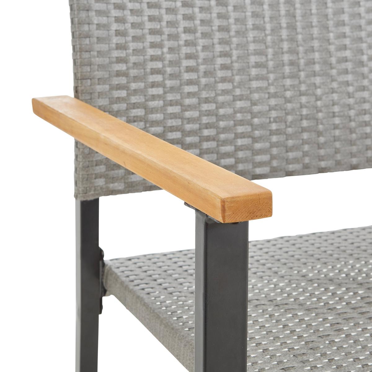 ŁAWKA OGRODOWA TENNO - kolor akacjowy/czarny, Modern, tworzywo sztuczne/metal (138/89/60cm) - Ambia Garden