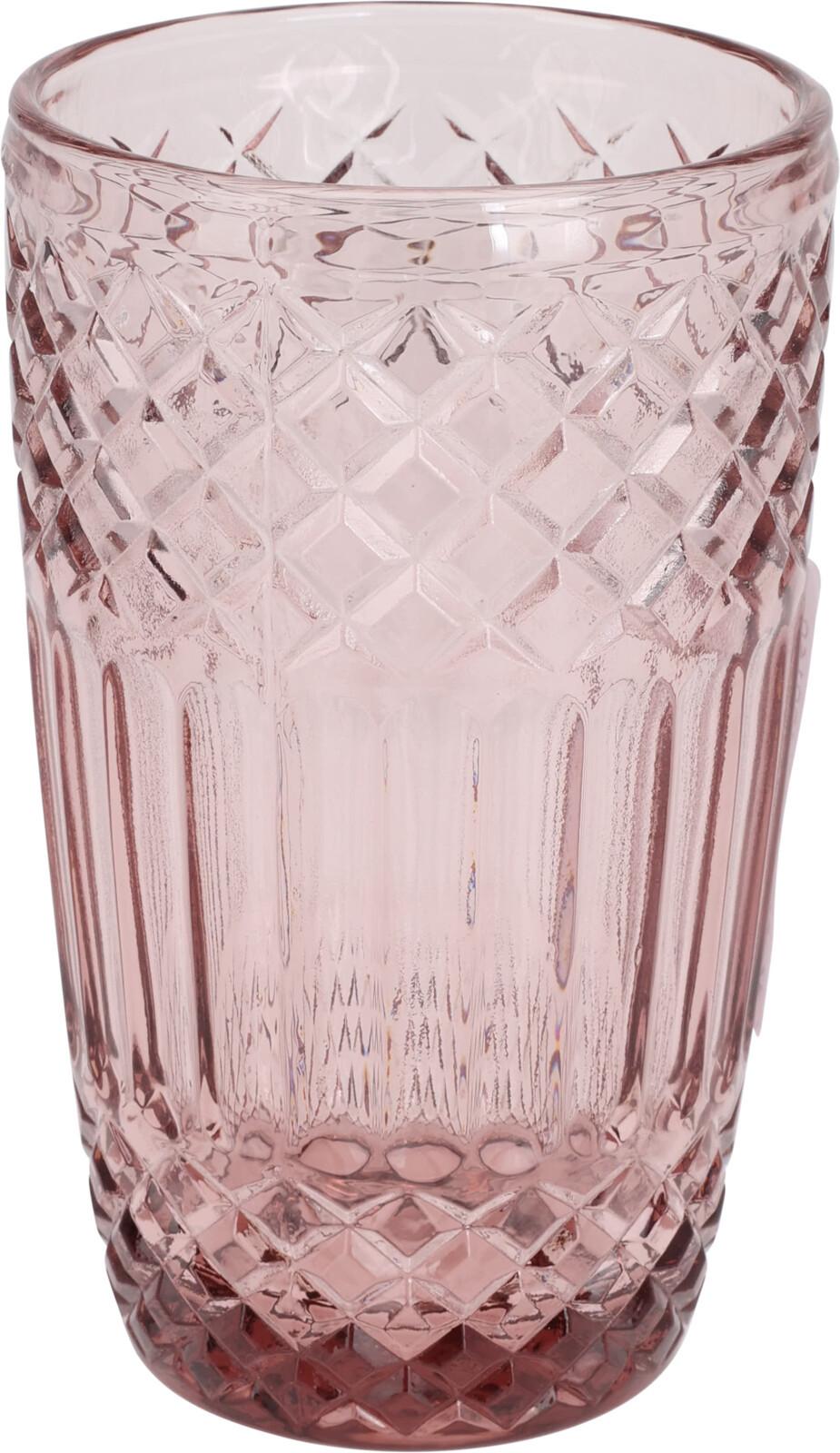 Pahar de băut Carol cca. 380 ml - roz deschis, Basics, sticlă (7,8/13cm)