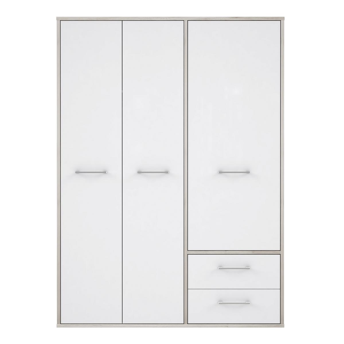 DULAP USI ROTATIVE JANDIA - alb/culoare lemn stejar, Konventionell, plastic/metal (147/201,5/60cm) - Modern Living