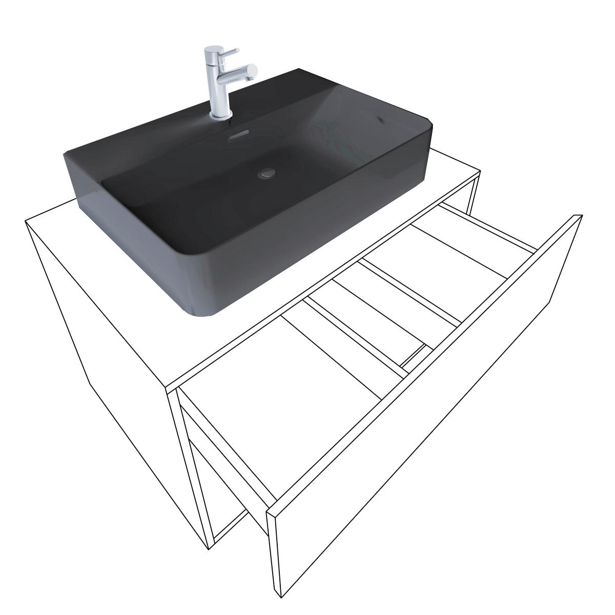 WASCHTISCHKOMBI LENDAS BL S - Honigeiche/Anthrazit, Modern, Keramik/Holzwerkstoff (81cm) - MID.YOU