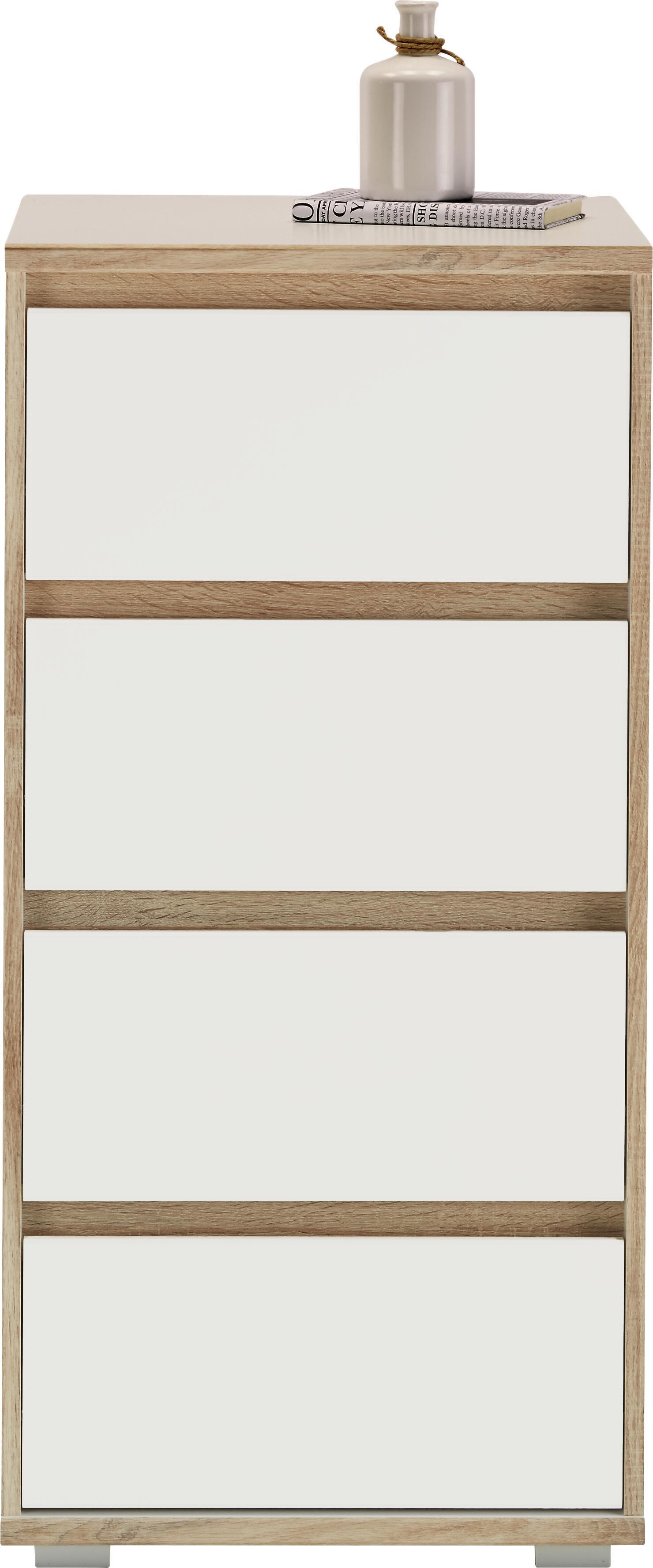 Kommode in Weiß/Natur - Silberfarben/Weiß, MODERN, Holzwerkstoff (50/103/48cm) - Mömax modern living