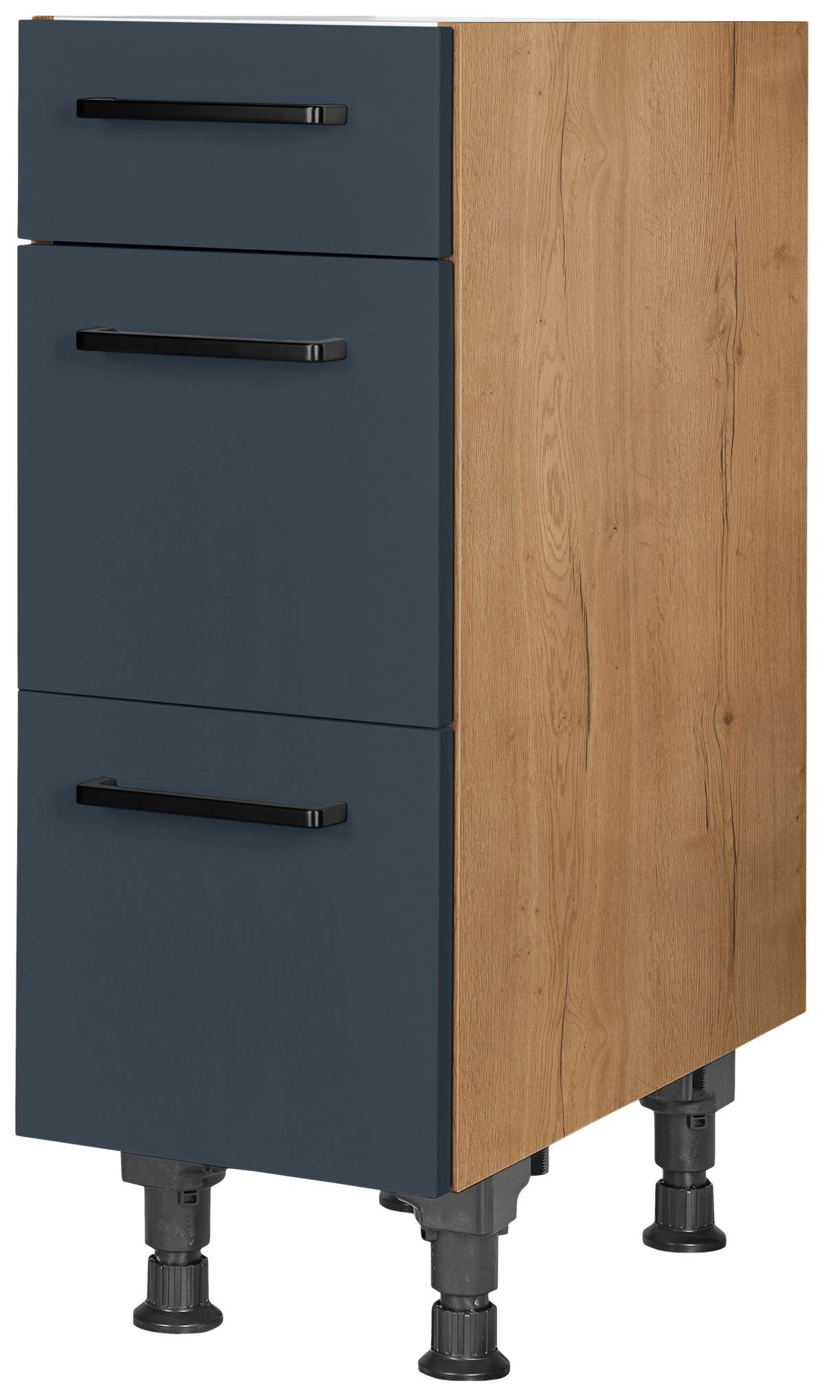 Schubkastenunterschrank Easytouch Blau - Blau/Eichefarben, MODERN, Holzwerkstoff/Metall (30/87/56cm) - Nobilia