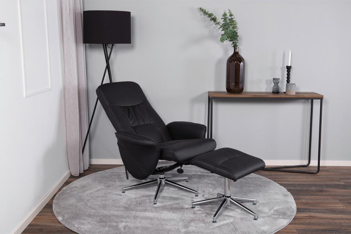 RELAXSESSELSET ROLF - Schwarz, Design, Textil/Metall (77/104.5/82cm) - Livetastic