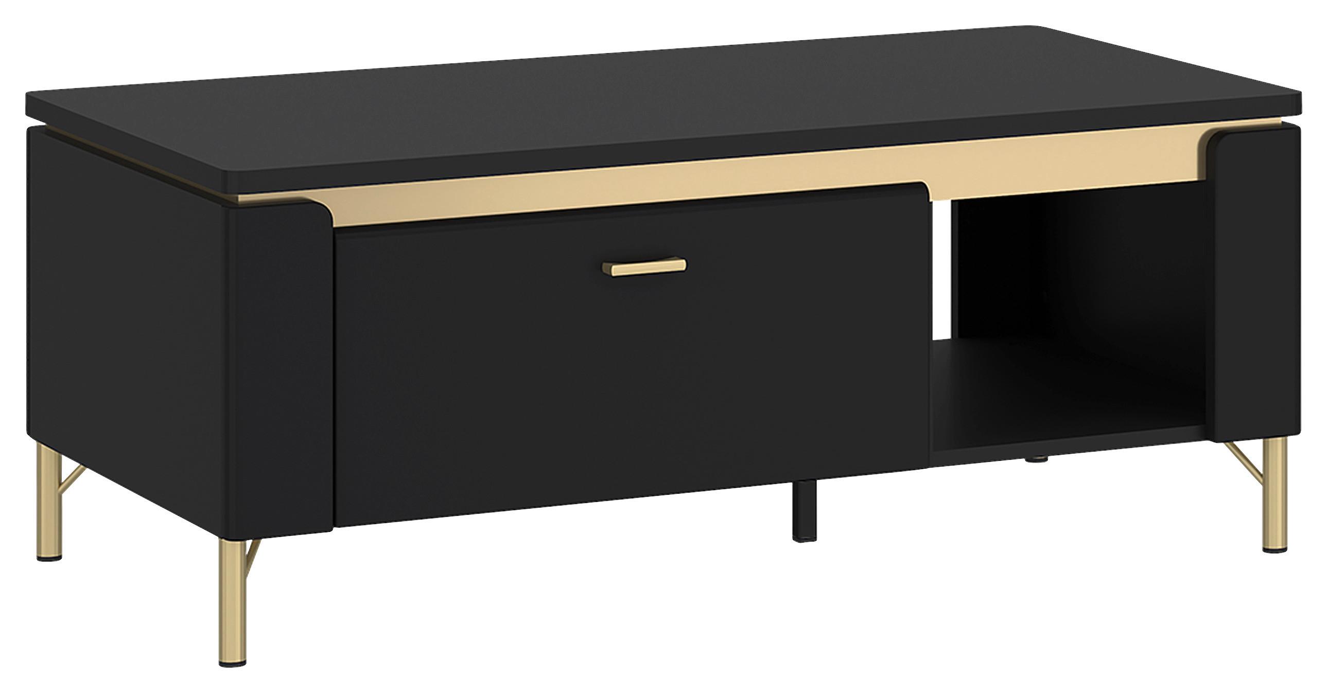 Stolić Norica - zlatne boje/crna, Trend, drvni materijal/metal (110,4/46/65cm) - Modern Living