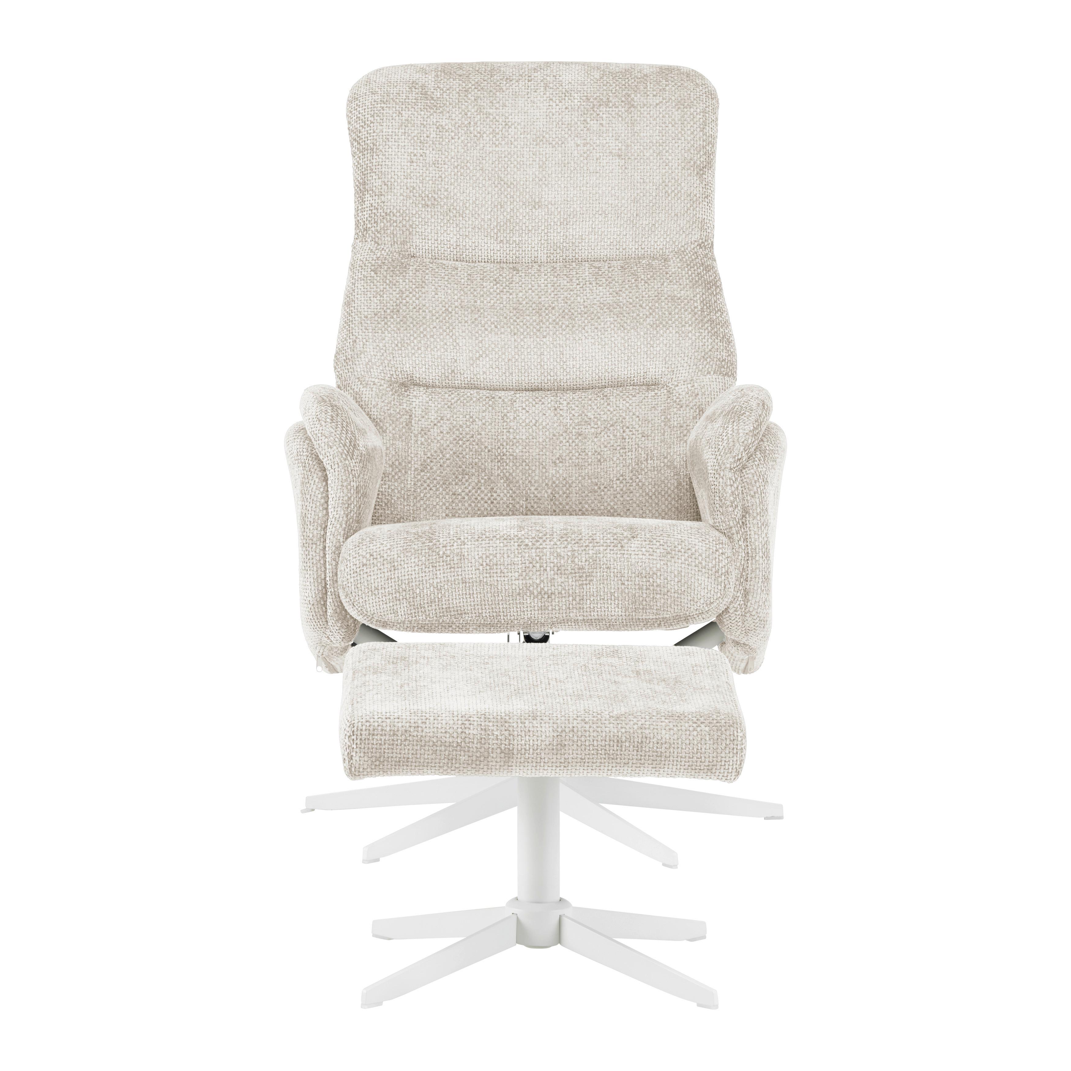 RELAXFÅTÖLJ STAR - vit/cremefärgad, Modern, metall/textil (72/107-95/86-110cm) - Mömax