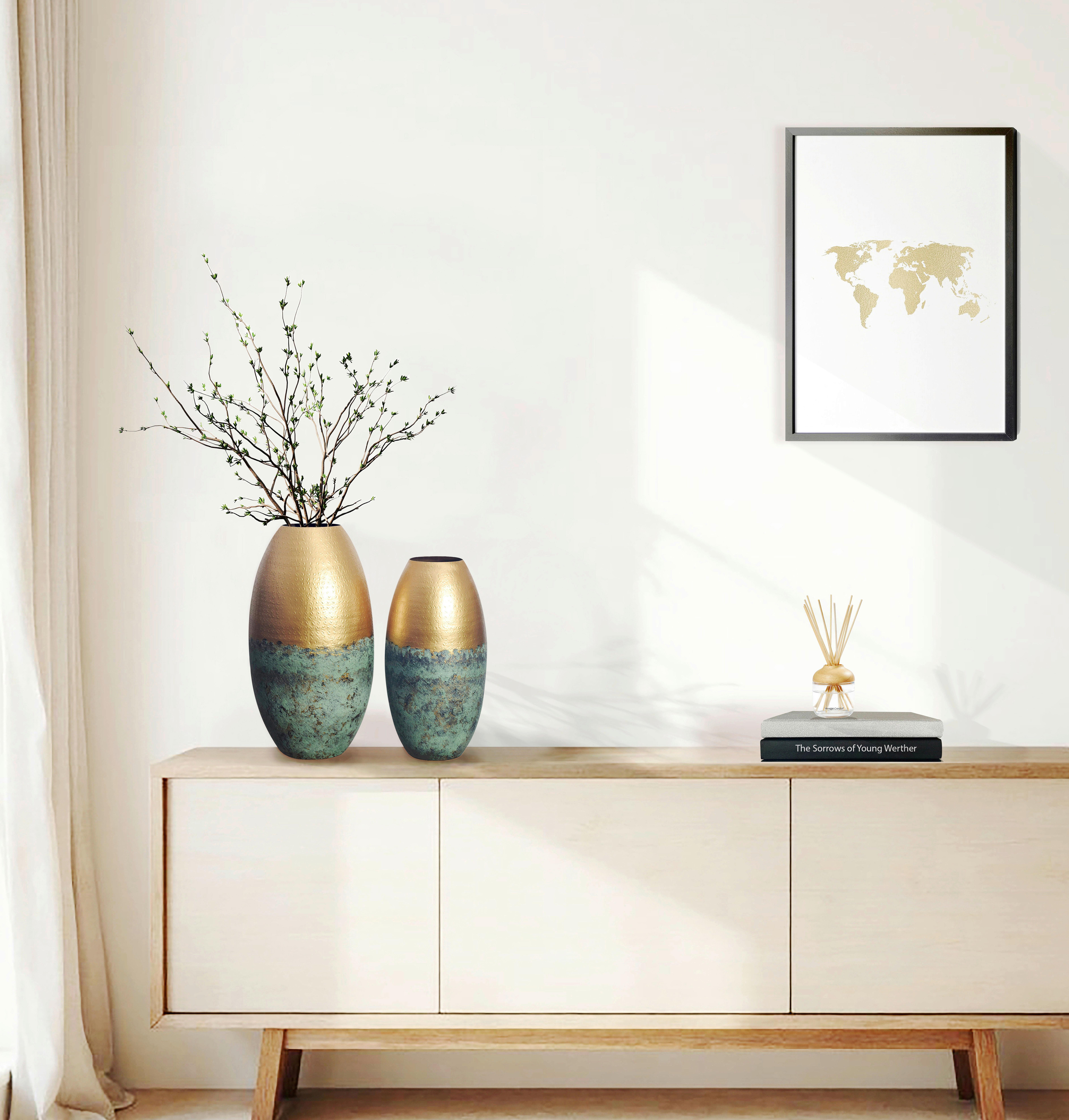 DEKOVASE DEKOVASE 2ER SET GOLD - Goldfarben, Design, Metall (25/47/25cm) - Livetastic