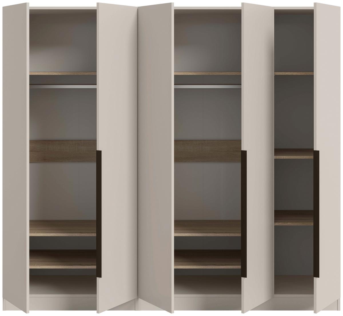 Drehtürenschrank Kopenhagen Kaschmir - Kaschmir/Schwarz, MODERN, Holzwerkstoff/Kunststoff (200/181/52cm) - Livetastic