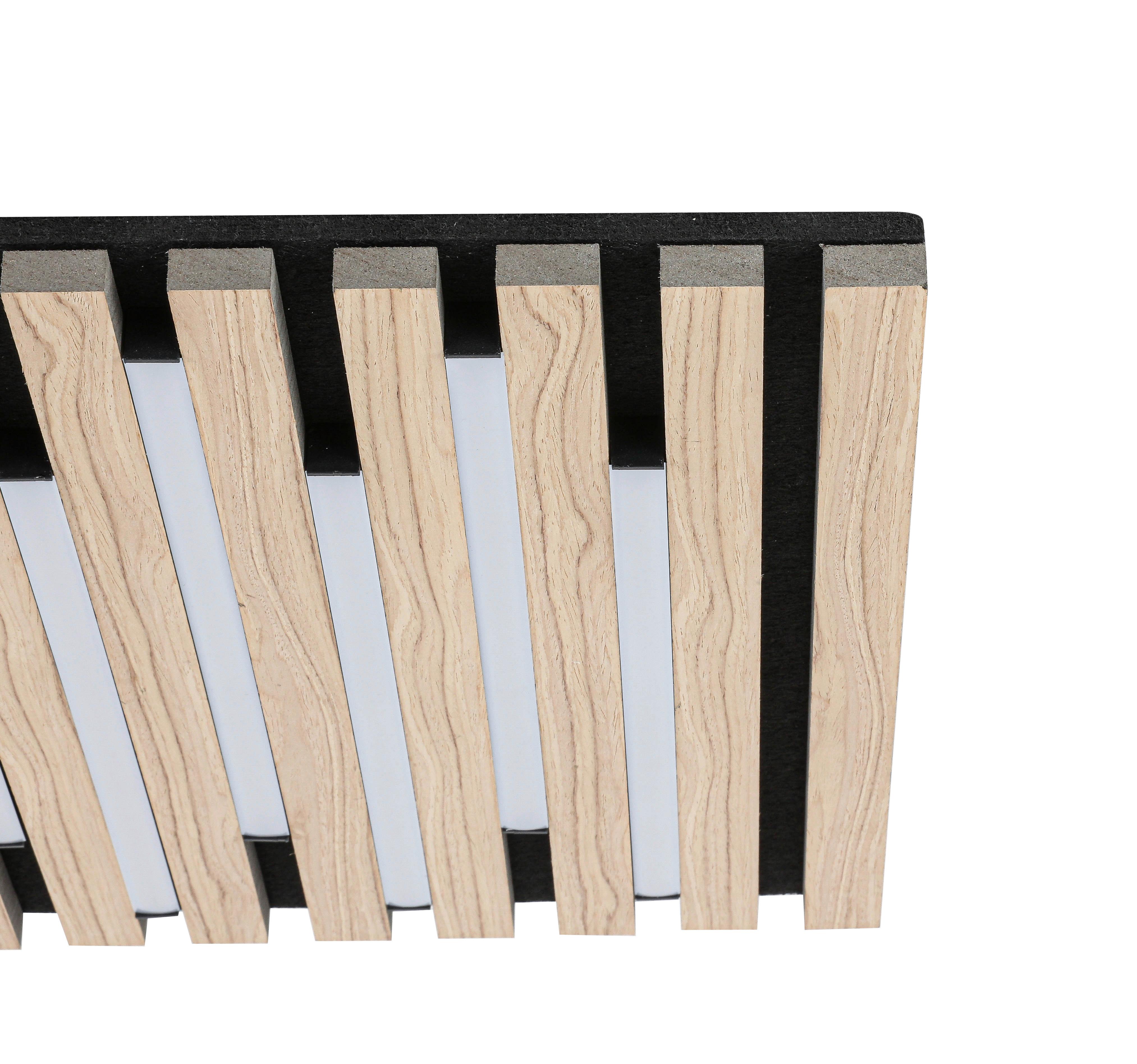 LED-TAKLAMPA RUKO - svart/ekfärgad, Modern, metall/trämaterial (42,5/42,5/5,5cm) - Mömax