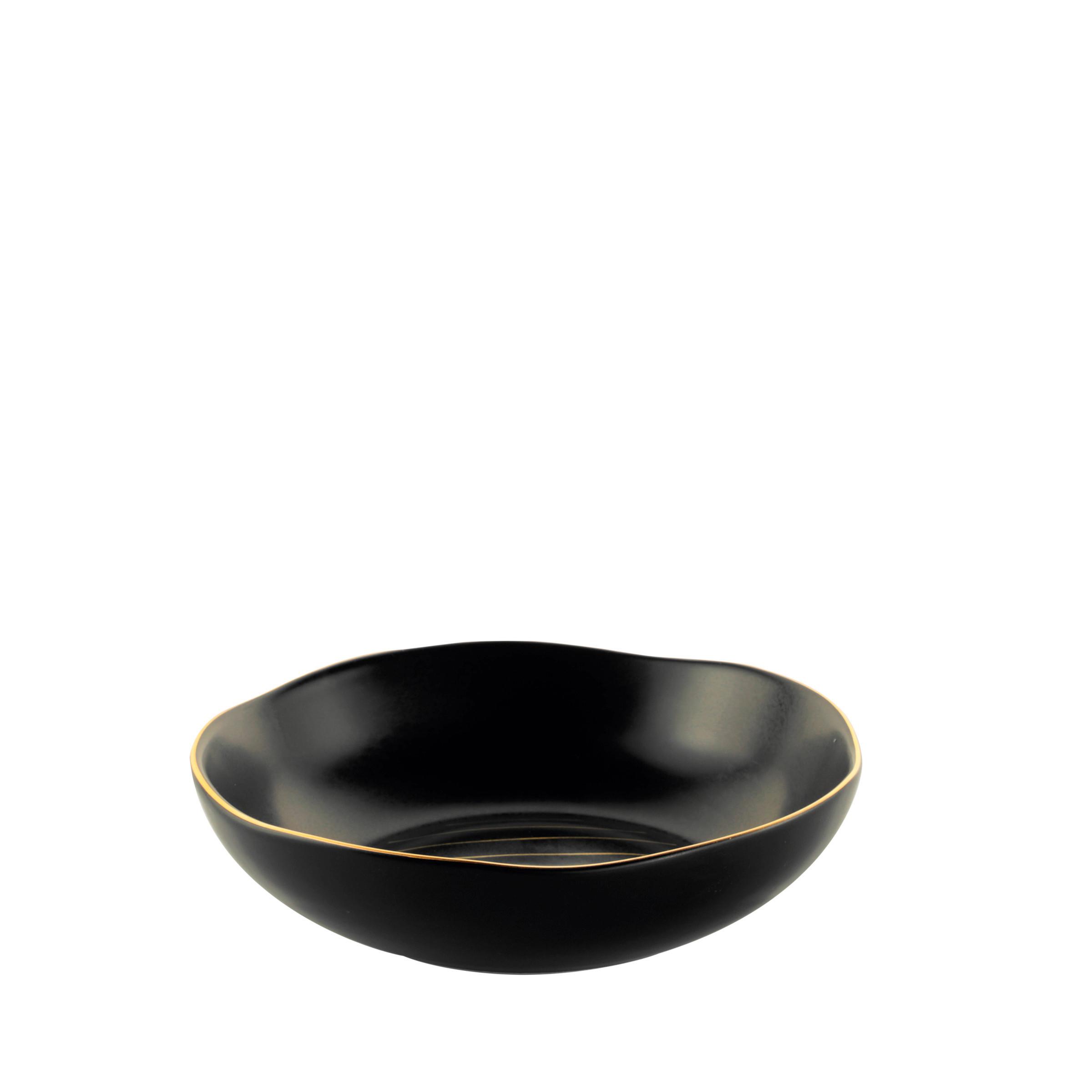 Suppenteller Onix aus Porzellan Ø 20,5cm - Goldfarben/Schwarz, MODERN, Keramik (20,5cm) - Mömax