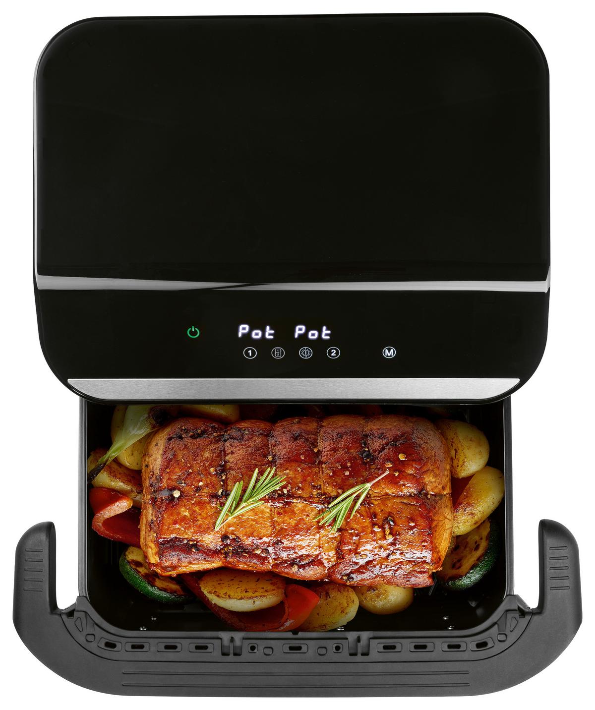 Heißluftfritteuse 19171 Schwarz/Silberfarben max.2400W - Silberfarben/Schwarz, Basics, Kunststoff/Metall (37/47/30cm)