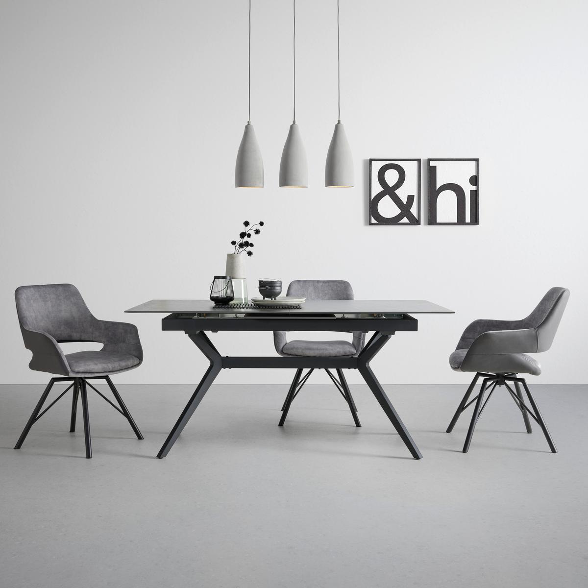 Scaun cu brate ADRIANA - negru/gri, Modern, lemn/metal (61/85/62,5cm) - Premium Living
