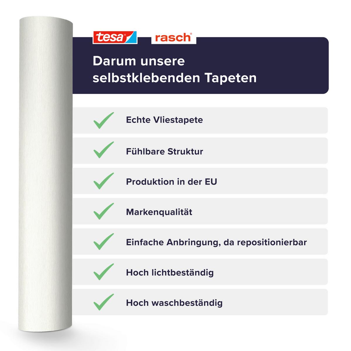 Tapete Uni Weiß - Weiß, Basics, Textil (600/53cm) - Tesa