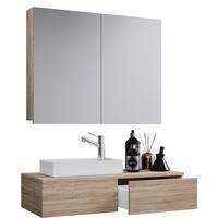Kopalnica Gudas, Hrast - bela/hrast sonoma, Moderno, leseni material/keramika (85cm) - MID.YOU