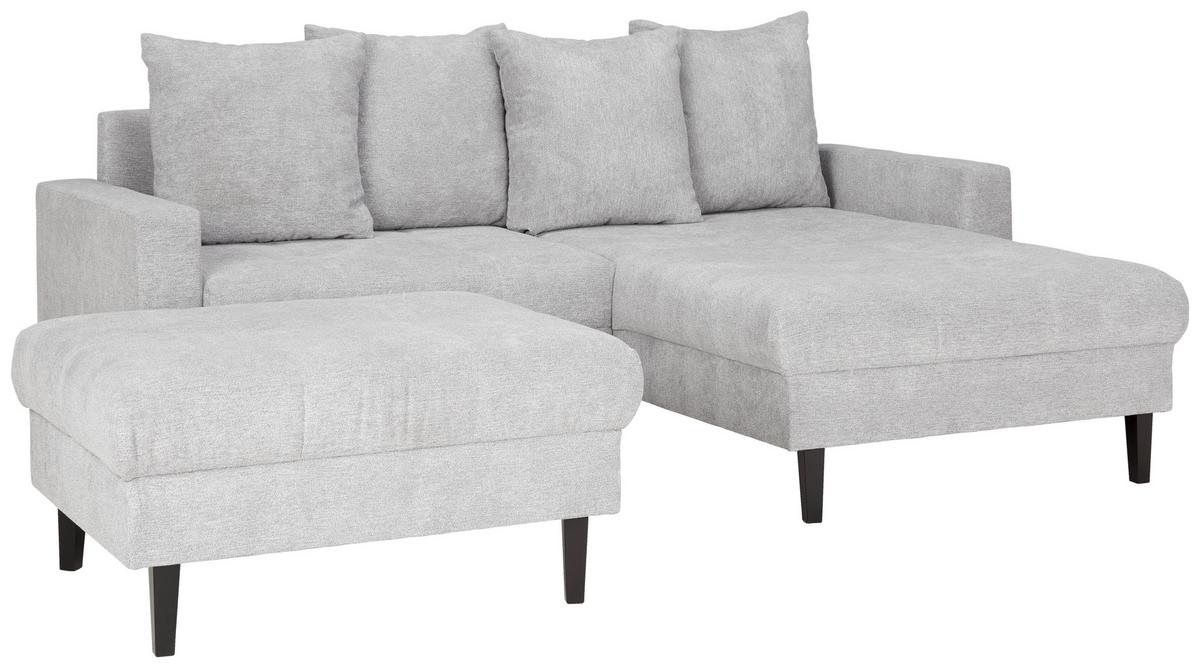 Hocker Boston in Grau - Schwarz/Grau, KONVENTIONELL, Holz/Textil (93/46/75cm) - Based