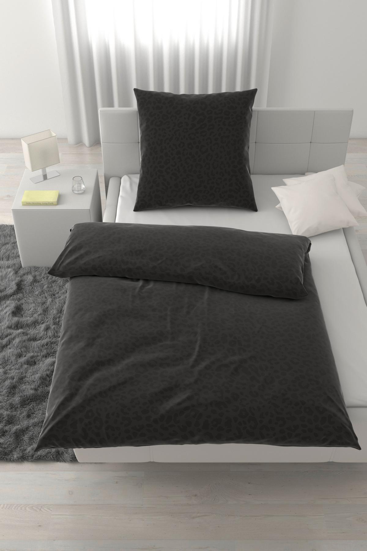 Bettwäsche Animal XL Schwarz ca. 155x220cm - Schwarz, KONVENTIONELL, Textil (155/220cm) - Mömax