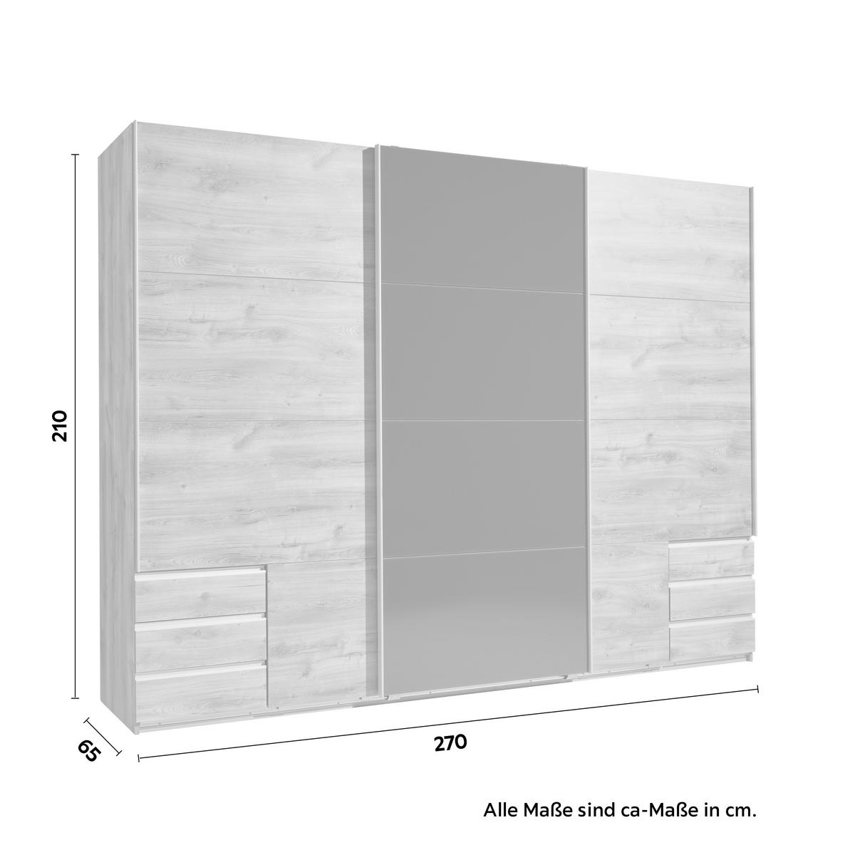 Ormar S Kliznim Vratima Valencia - siva/srebrne boje, Konvencionalno, drvni materijal/metal (270/210/65cm) - Modern Living