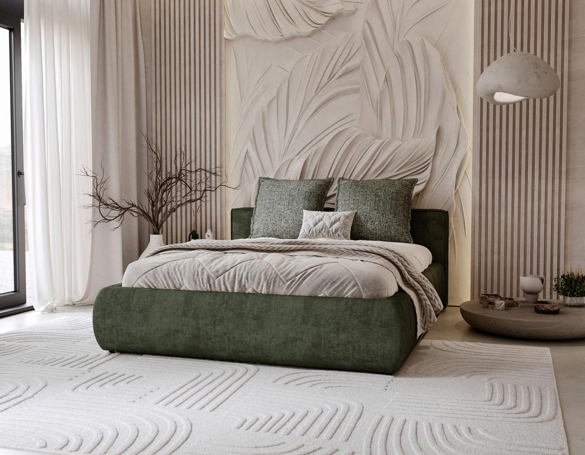 Polsterbett Olive Anthrazit ca. 140x200cm - Sandfarben/Anthrazit, KONVENTIONELL, Holzwerkstoff/Kunststoff (140/200cm) - Mömax