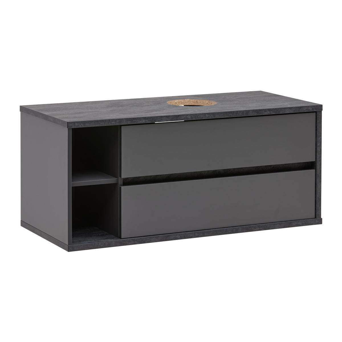 Waschtischunterschrank Camillo Anthrazit /Schwarz - Anthrazit/Schwarz, MODERN, Holzwerkstoff (110/48/46cm) - Mömax