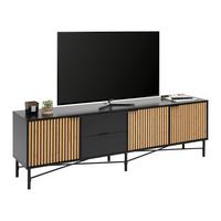 Lowboard Madrid Schwarz/Naturfarben massiv - Eichefarben/Schwarz, MODERN, Holz/Holzwerkstoff (195/60/40cm) - Mömax