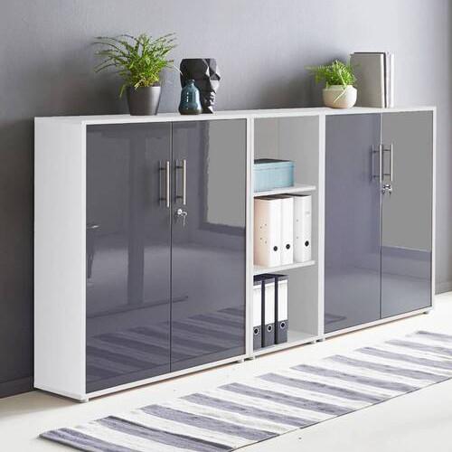 Aktenschrank Office Edition Sw Set 8 Weiß/Anthrazit - Anthrazit Hochglanz/Weiß, MODERN, Holzwerkstoff (213/114/33cm) - MID.YOU