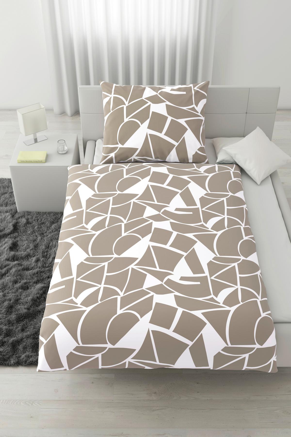 Posteljina Axel 140x200/60x80 Cm - bijela/bež, Moderno, tekstil (140/200cm) - Mömax