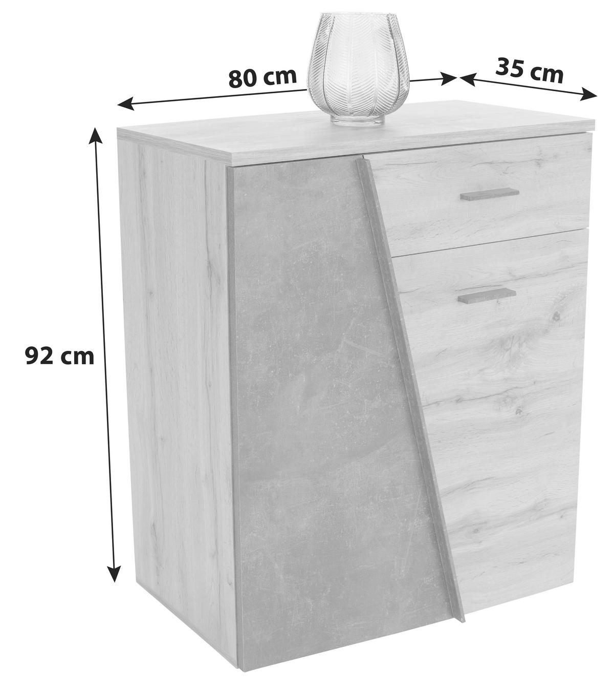 Komoda Venedig - barve kroma/temno siva, Moderno, umetna masa/leseni material (80/92/35cm) - Mömax