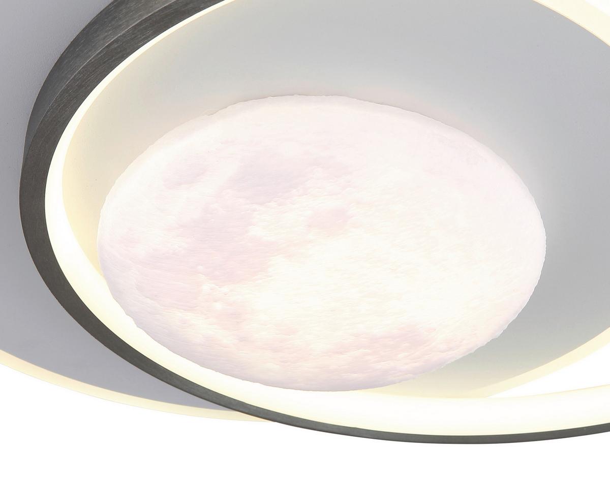 Led Stropna Svjetiljka Moon - bijela/siva, Design, metal/plastika (36,9/30/8,3cm) - Globo