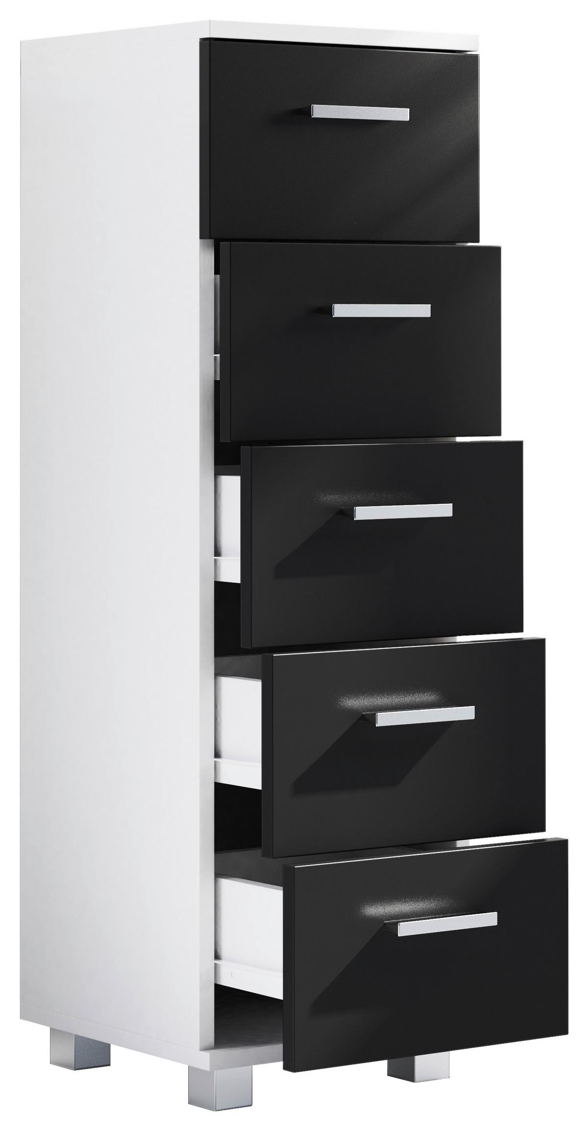 HIGHBOARD ZALO M - Weiss/Silberfarben, Modern, Holzwerkstoff/Kunststoff (30/94/30cm) - MID.YOU