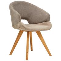 KRZESŁO Z PODŁOKIETNIKAMI RINCON - kolor dębowy/kremowy, Design, materiał drewnopochodny/tkanina (58/83/59cm) - Linea Natura