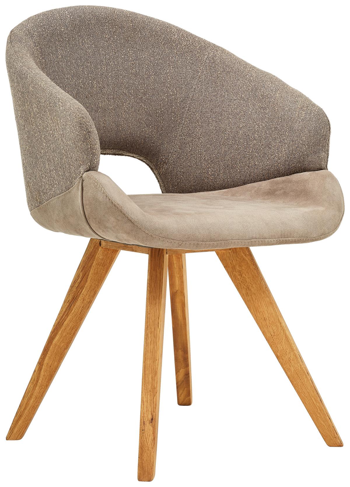 KRZESŁO Z PODŁOKIETNIKAMI RINCON - kolor dębowy/kremowy, Design, materiał drewnopochodny/tkanina (58/83/59cm) - Linea Natura