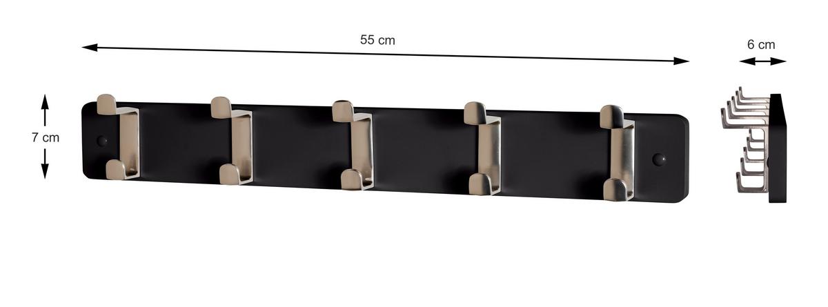 Zidna Vješalica Köln - boje oplemenjenog čelika/crna, Moderno, drvni materijal/metal (55/7/6cm) - Modern Living