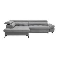 Wohnlandschaft Alberto Hellgrau mit Bettfunktion - Hellgrau/Schwarz, MODERN, Textil/Metall (201/296cm) - Mömax