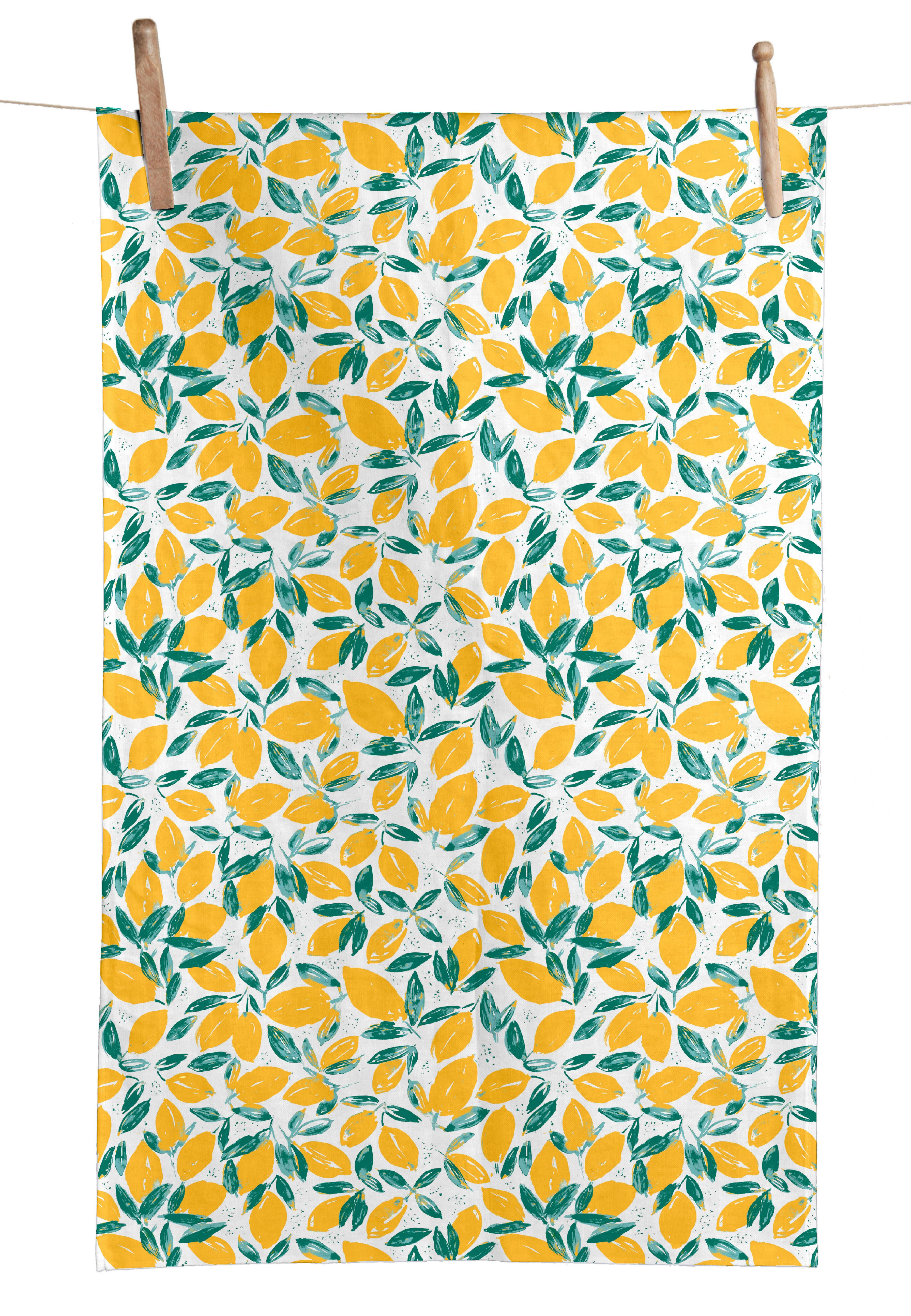 Konyharuhaszett Zitrone 3db - sárga/fehér, textil (50/70cm)