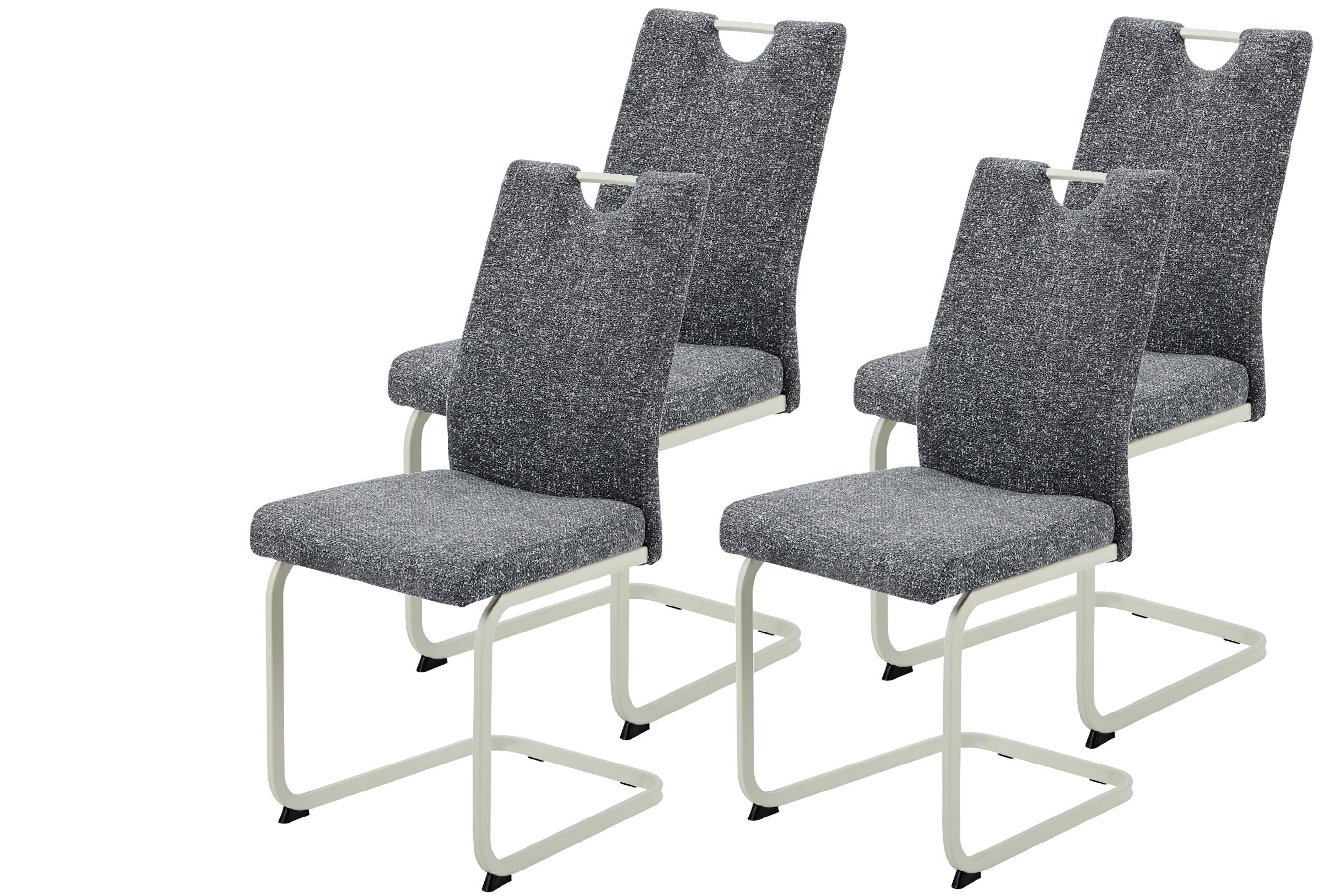 SCHWINGSTUHL-SET TIVOLI S 4ER-SET - Dunkelgrau/Creme, MODERN, Textil/Metall (45/98/59cm) - MID.YOU
