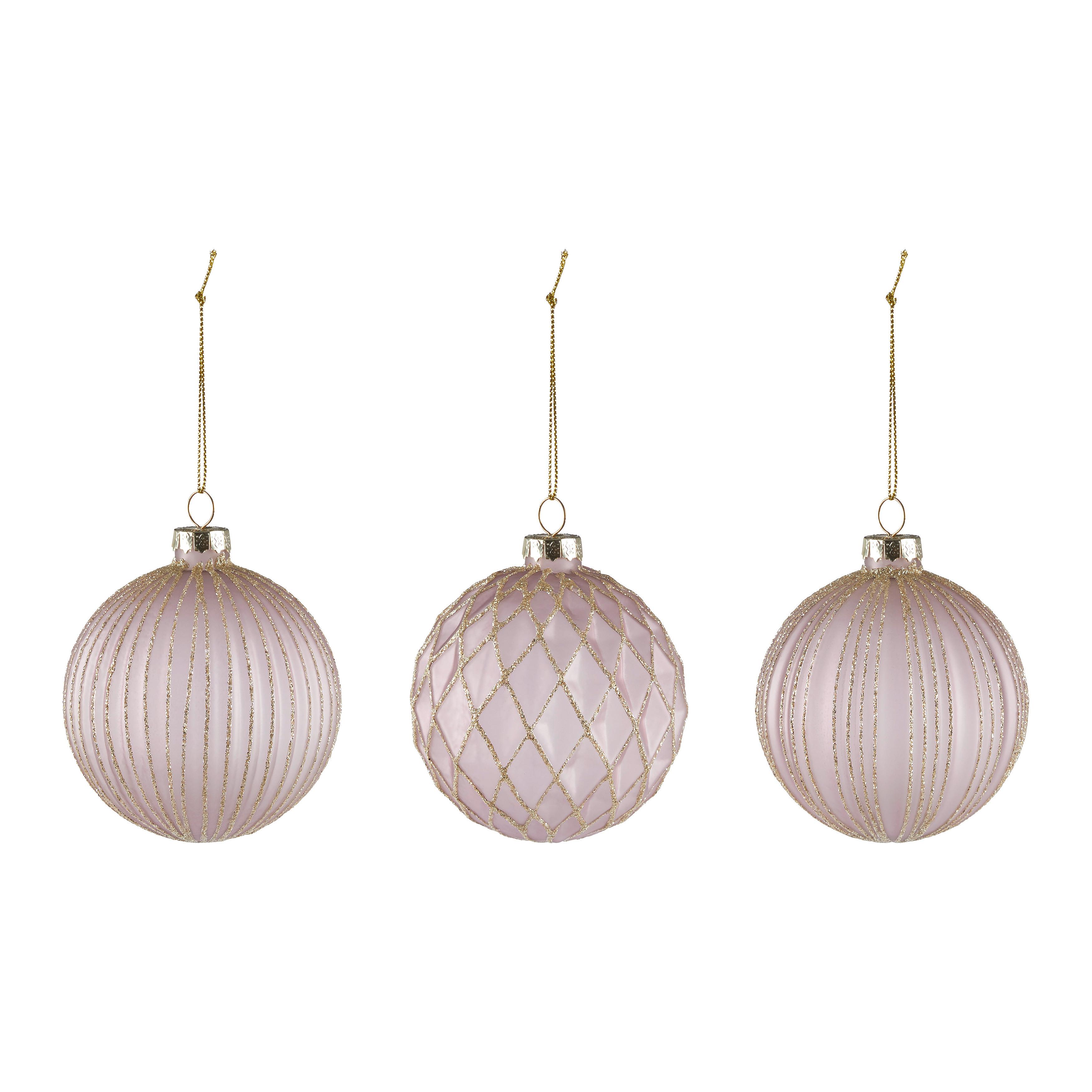 Christbaumkugel-Set Altrosa, 12-teilig - Altrosa, Glas/Textil (8cm) - Modern Living