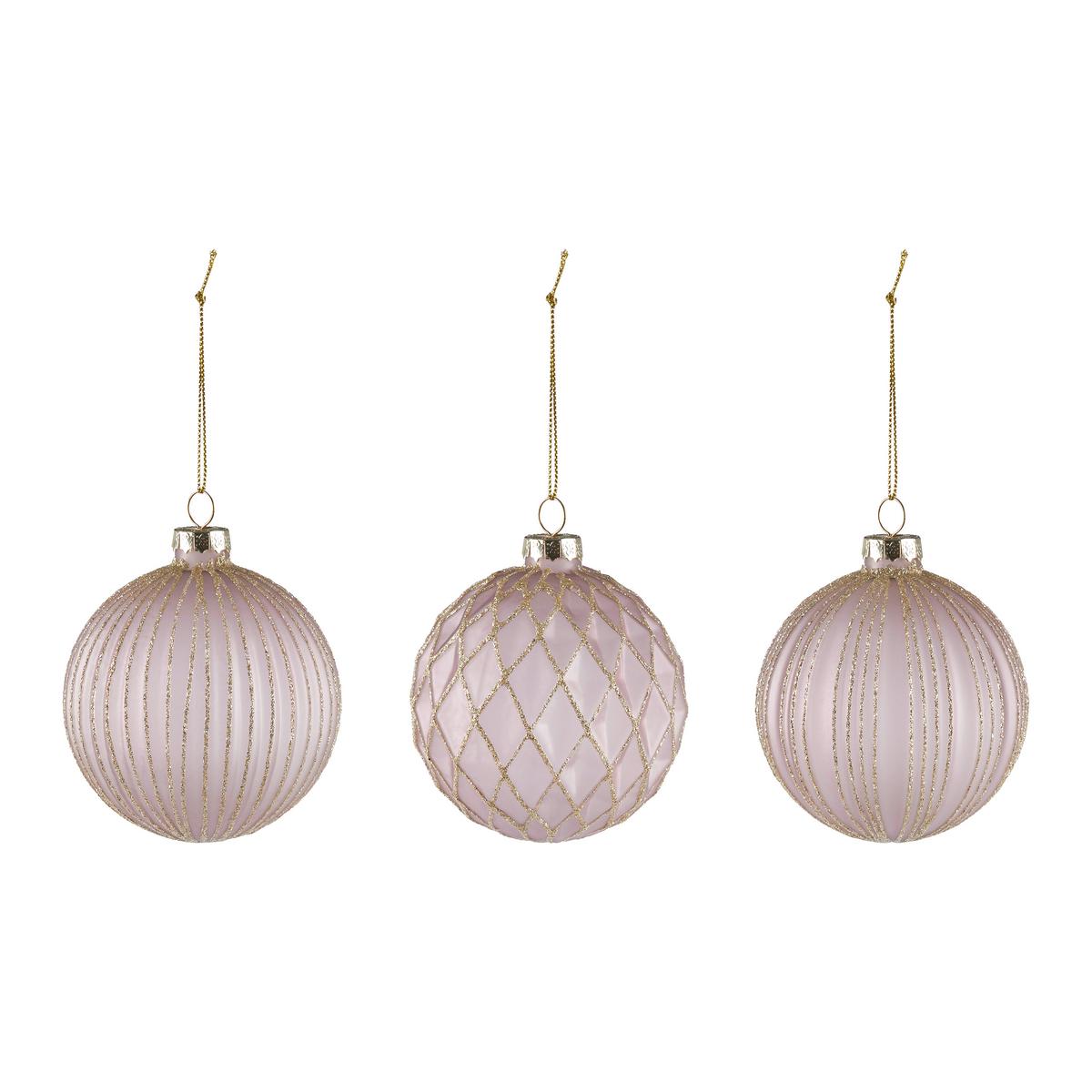 Christbaumkugel-Set Altrosa, 12-teilig - Altrosa, Glas/Textil (8cm) - Modern Living