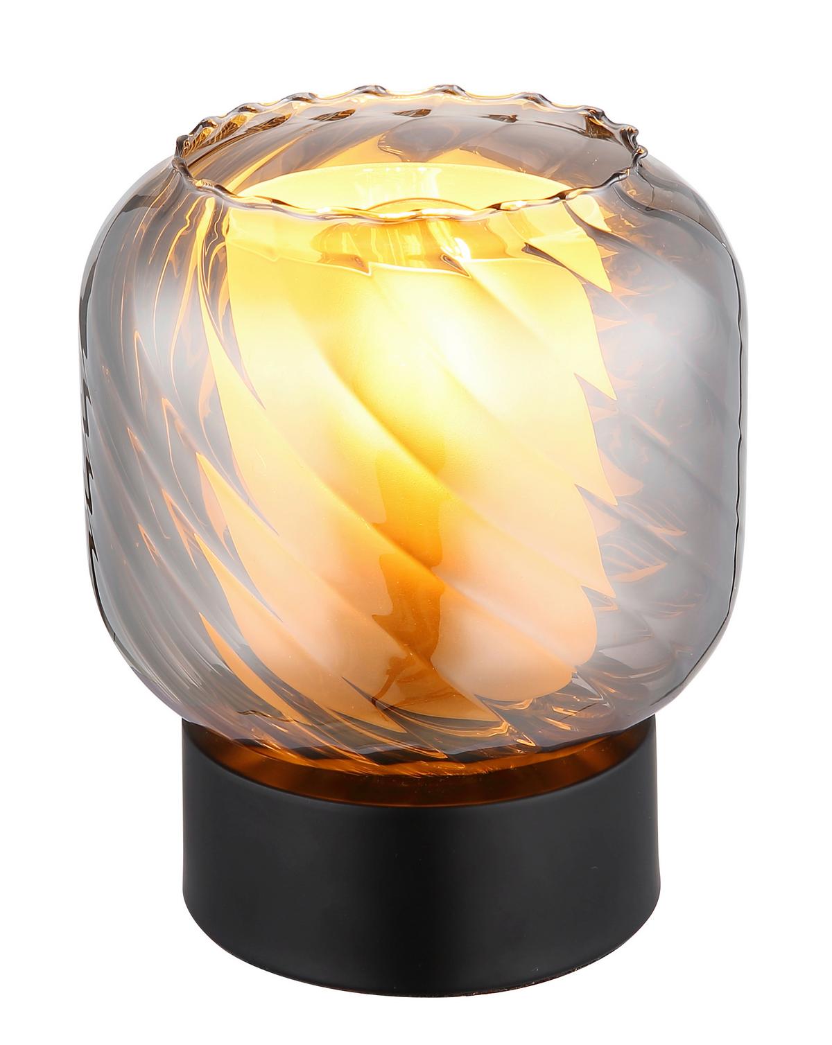 TISCHLEUCHTE 15754T  XIA - Opal/Schwarz, Design, Glas/Kunststoff (14/17cm) - Globo