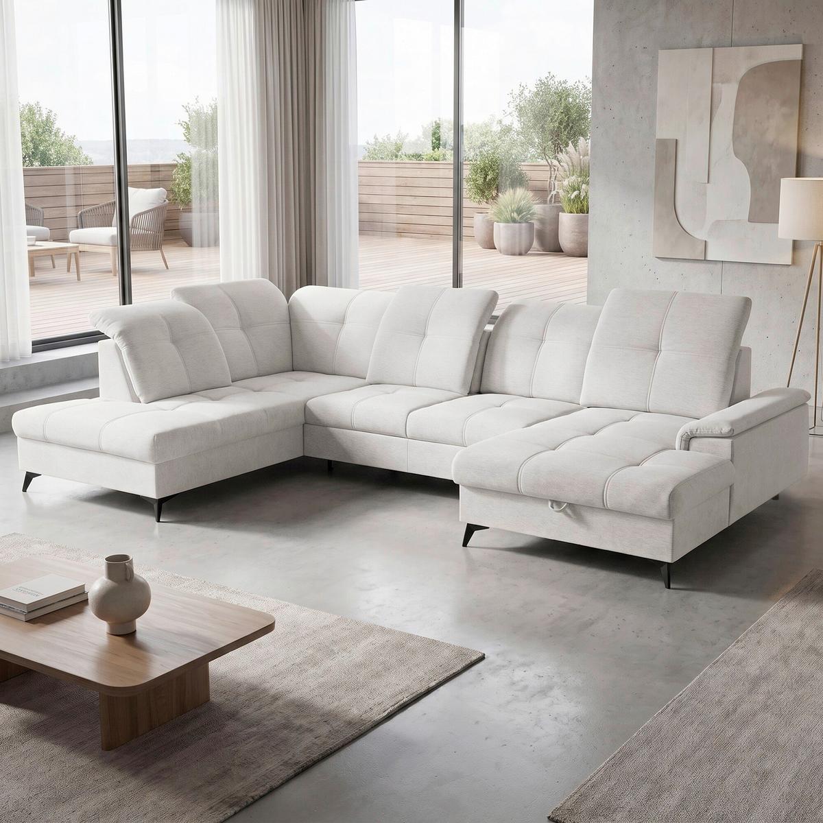 Sarokkanapé Sierra - bézs, Modern, textil (230/364cm) - Mömax
