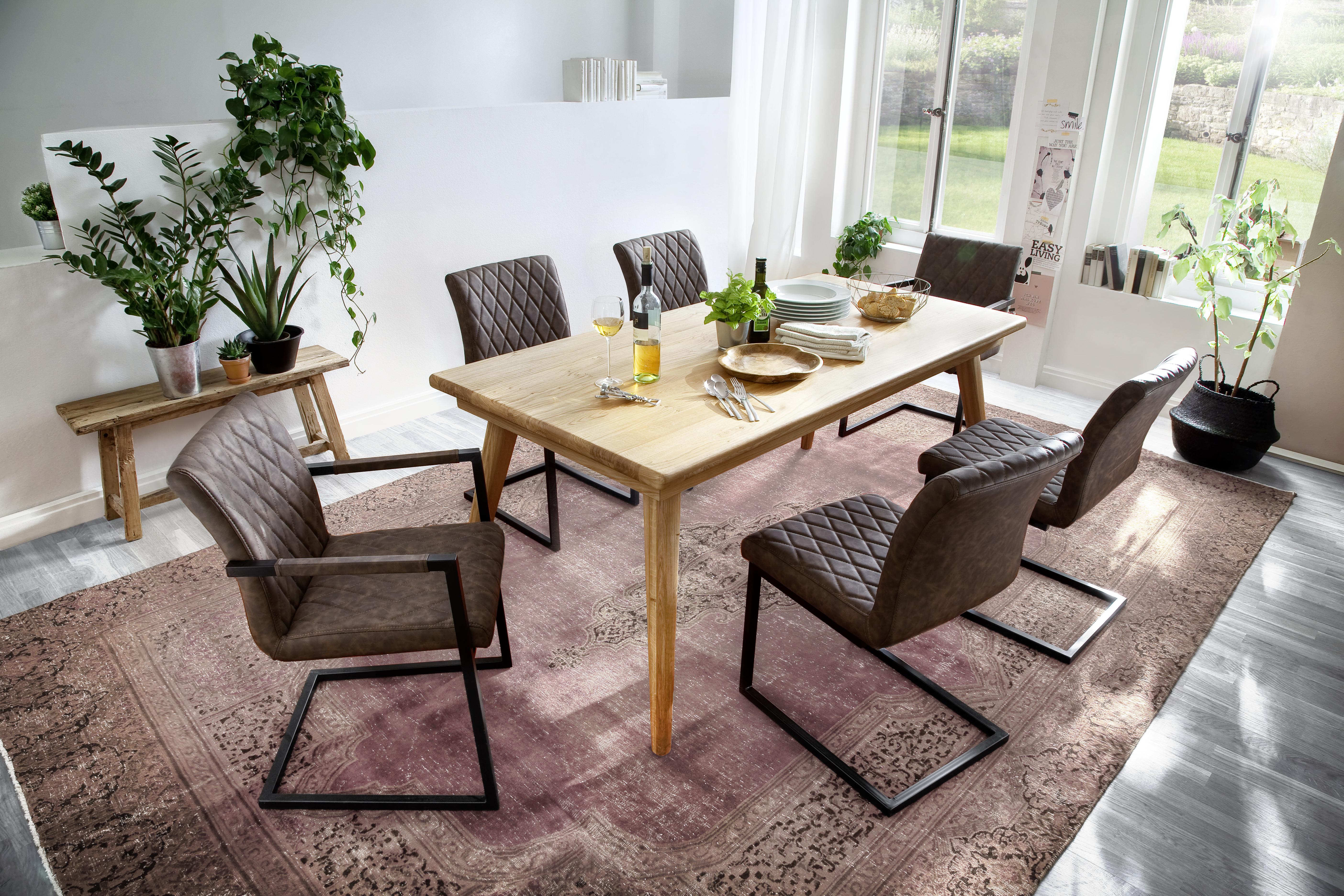 KRZESŁO NA PŁOZIE KIAN - czarny/brązowy, Design, metal/tkanina (47/86/63cm) - Livetastic