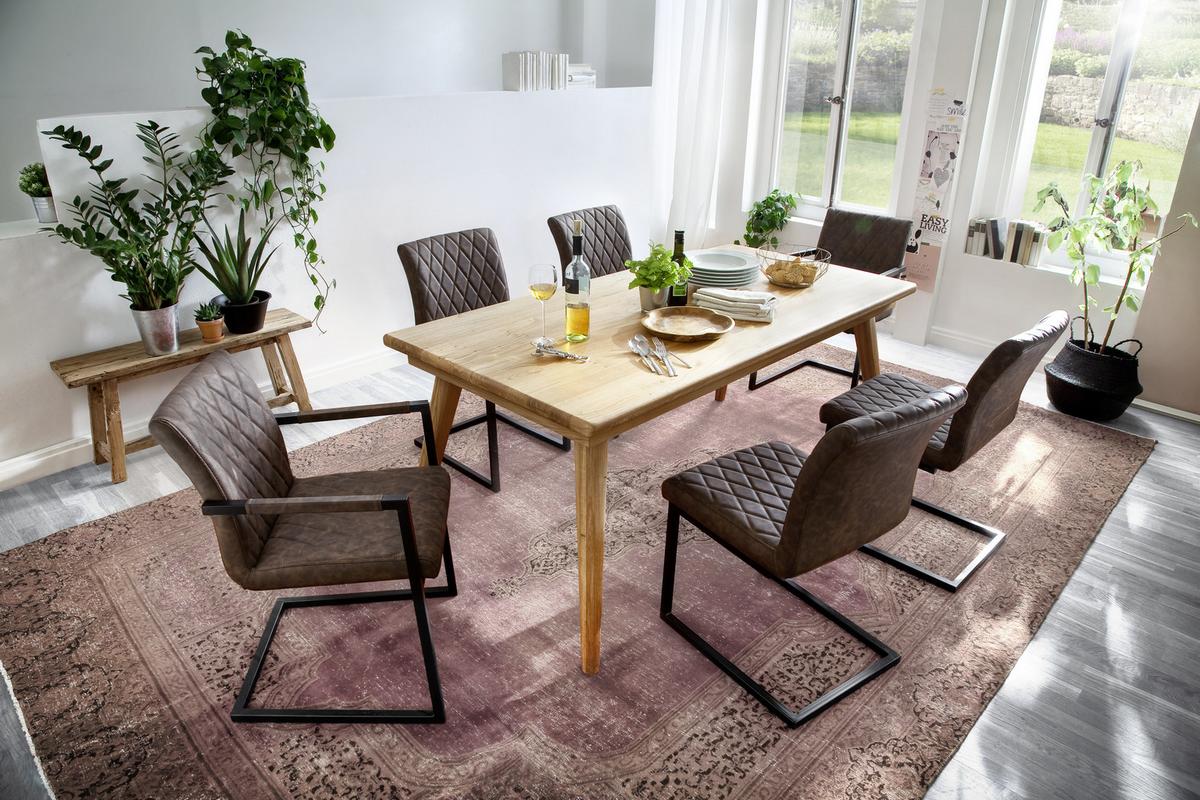 KRZESŁO NA PŁOZIE KIAN - czarny/brązowy, Design, metal/tkanina (47/86/63cm) - Livetastic