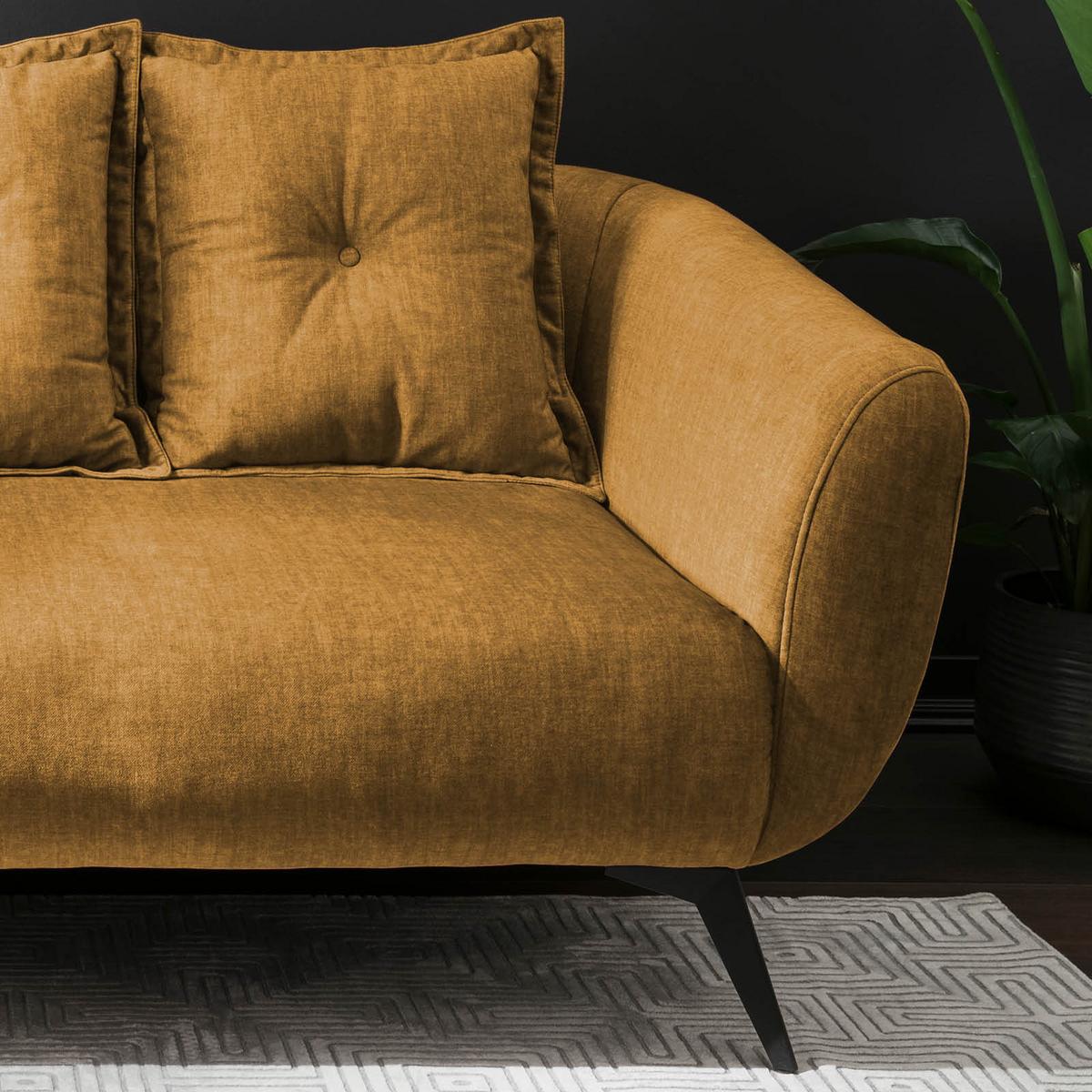2,5-Sitzer-Sofa Baggio Gelb Velours - Gelb/Multicolor, MODERN, Holz/Textil (196/94/103cm) - Livetastic