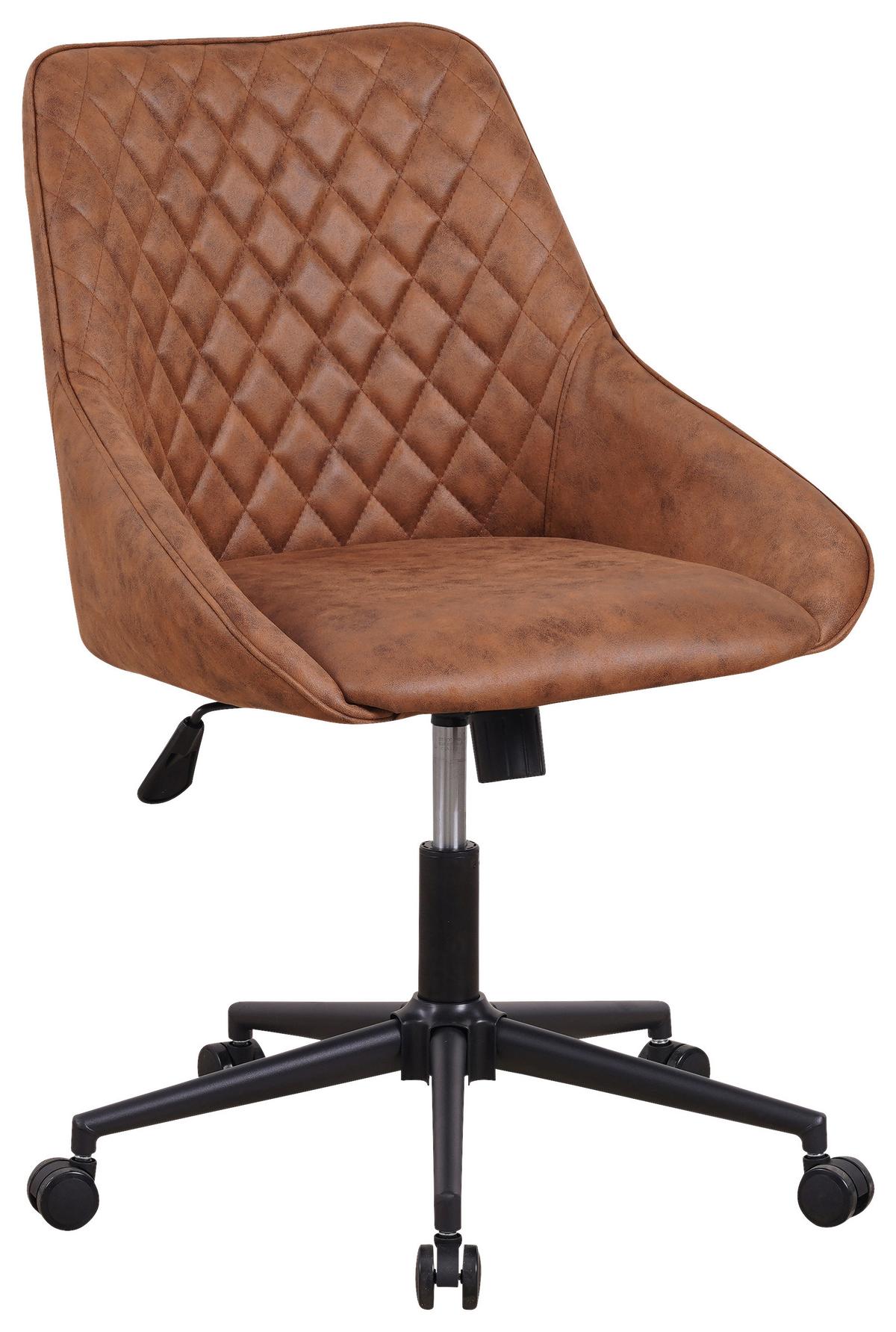 Drehstuhl Kayne ca. 60x84 cm Cognac - Cognac/Schwarz, KONVENTIONELL, Textil/Metall (60/84/64,5cm) - MID.YOU