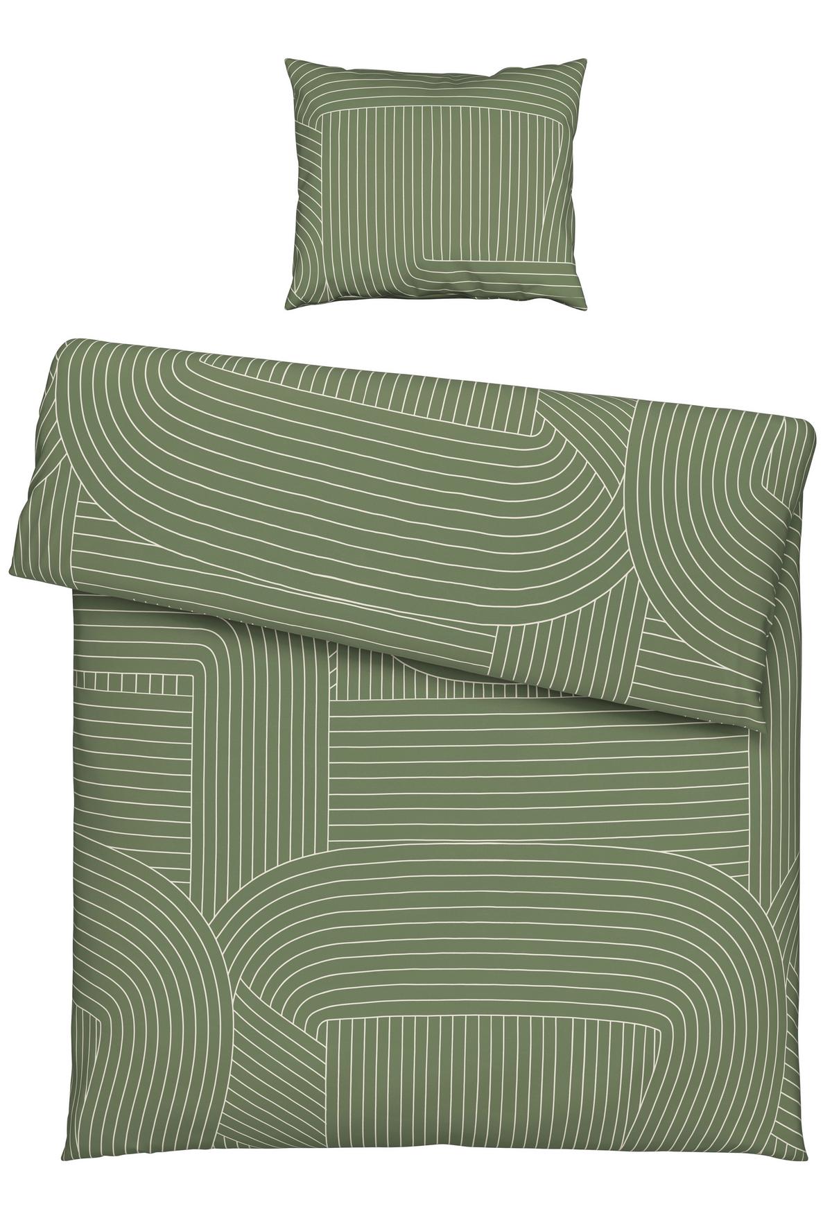 Bettwäsche Scribble ca. 160x210cm - Beige/Grün, Modern, Textil (160/210cm) - Modern Living