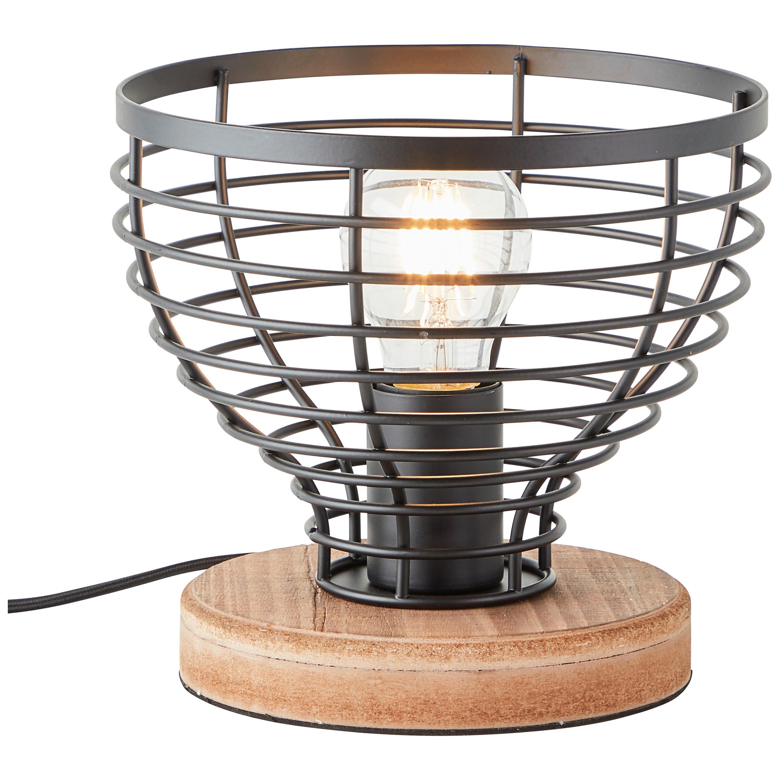 Tischleuchte Avia Schwarz/Braun max. 52 Watt - Schwarz/Braun, Natur, Holz/Metall (20/18,5cm) - Brilliant