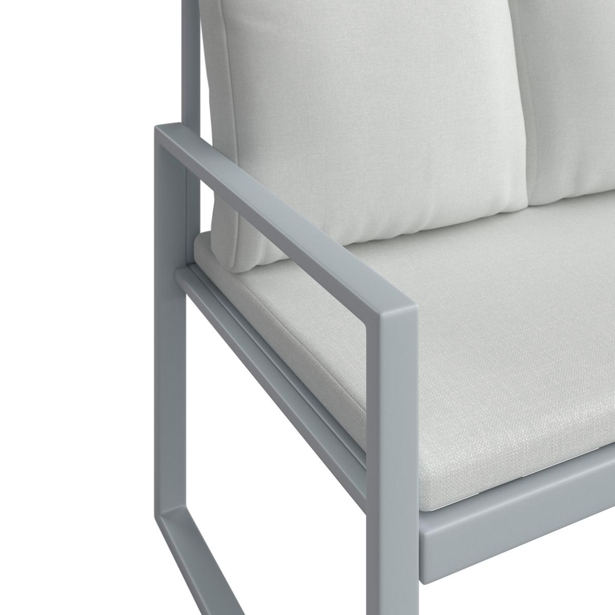 Loungegarnitur Ariella Hellgrau Outdoorstoff/Metall - Hellgrau/Akaziefarben, MODERN, Holz/Textil (160/88/65cm) - Bessagi Garden