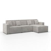 Wohnlandschaft Milo Bouclé Hellgrau - Hellgrau/Schwarz, MODERN, Holz/Holzwerkstoff (310/83/148cm) - Bessagi Home