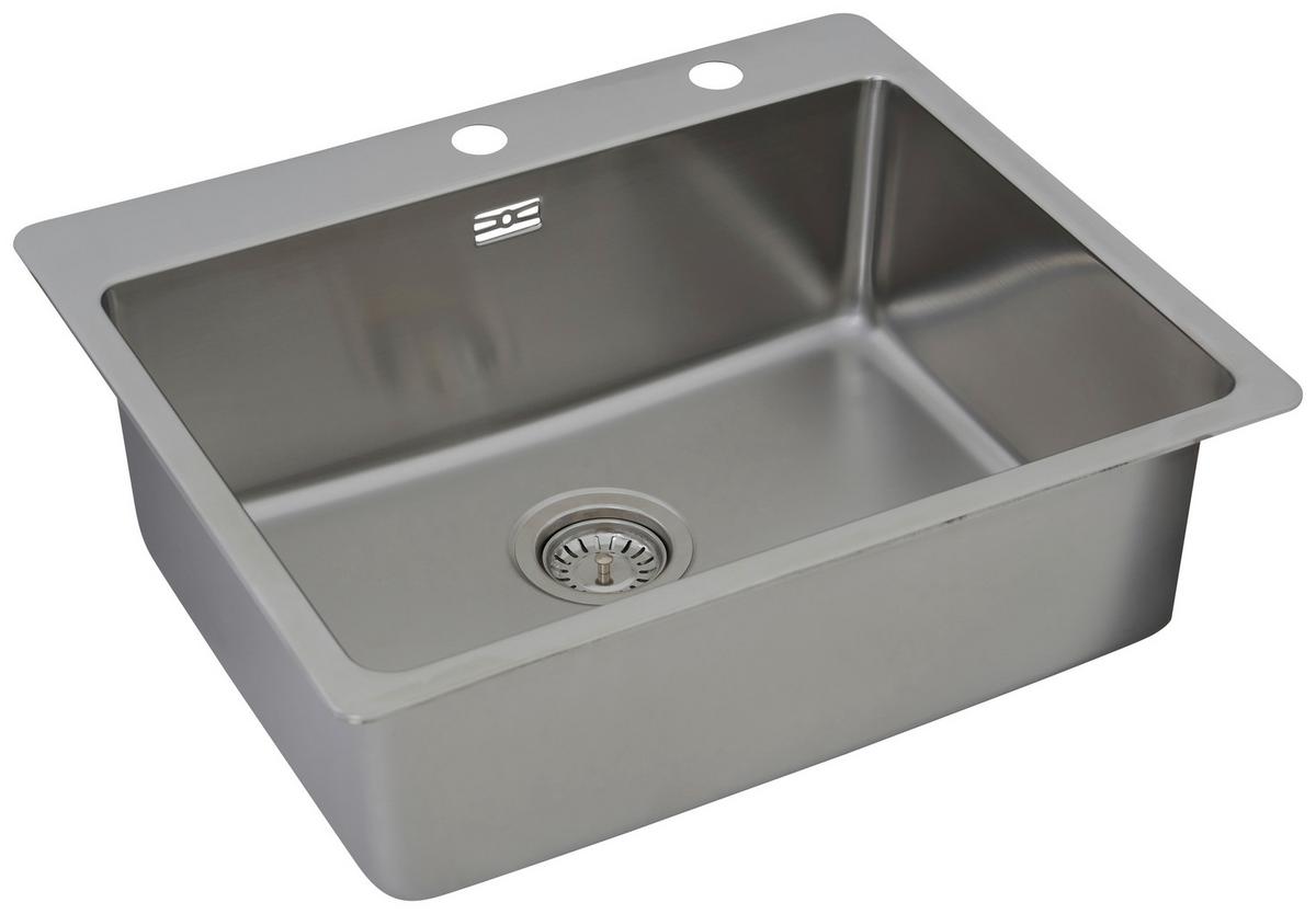 Einzelbecken Chicago ca. 60x23x50 cm Edelstahl - Edelstahlfarben, Trend, Metall (60/22,8/50cm) - Respekta